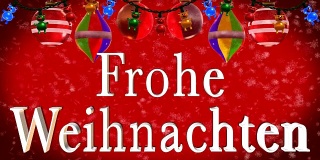 圣诞问候用德语装饰和红色背景