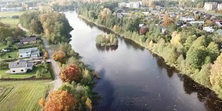 乌尔布罗卡湖无人机俯视图4K超高清视频拉脱维亚