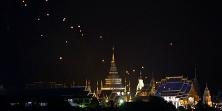 4K兰娜热气球在泰国北部的佛教寺庙