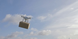 无人机在空中运送包裹