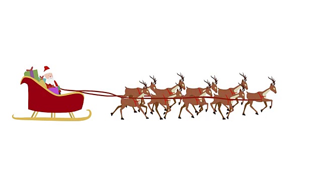 卡通圣诞老人与驯鹿|可循环+阿尔法