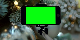 智能手机绿色屏幕chromakey纽约市圣诞假期