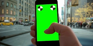 Smartphone holidays green screen chromakey New York City Christmas mobile