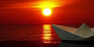 日落时的纸船