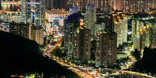 4K，韩国釜山城楼夜景延时拍摄