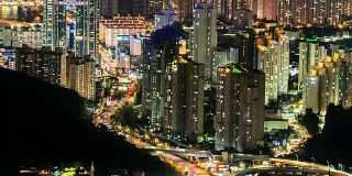 4K，韩国釜山城楼夜景延时拍摄