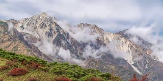 延时:白波山脉与秋红叶日本长野