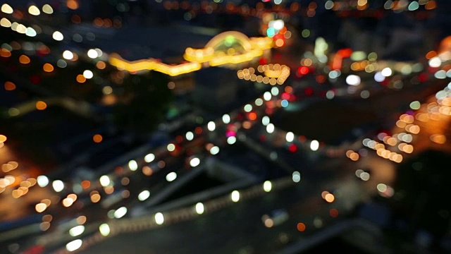 模糊的灯光，城市夜灯，曼谷，泰国