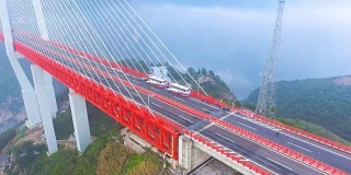 世界最高吊桥鸟瞰图，北盘江，g惠州，中国