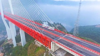 世界最高吊桥鸟瞰图，北盘江，g惠州，中国视频素材模板下载
