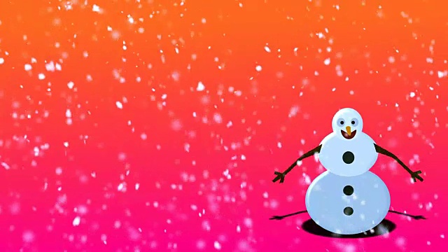 4k雪人跳跃动画与雪花-可循环