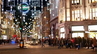 伦敦牛津街4K圣诞和购物视频素材模板下载