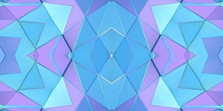 抽象简单的三维背景蓝紫色渐变颜色，低聚风格作为现代几何背景或数学环境万花筒的效果。4K超高清或全高清无缝循环。18