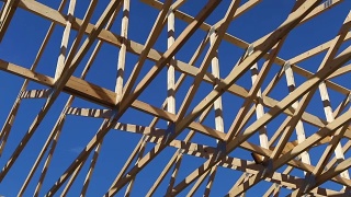 木结构框架木材工业。视频素材模板下载