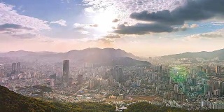 4 k。韩国釜山城市景观的时间流逝