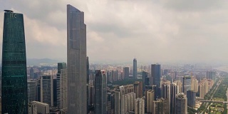中国晴天广州市区天河区航拍全景4k时间间隔