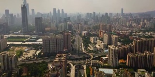 中国阳光日广州市景著名交通路口航拍全景4k时间