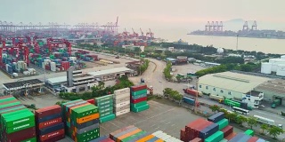 中国白天时间深圳著名的盒港航拍全景图4k时间间隔
