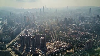 中国晴天深圳城市景观空中全景4k时间推移视频素材模板下载