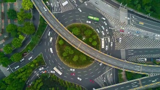 中国日时间武汉市著名交通路口航拍全景图4k时间延时视频素材模板下载