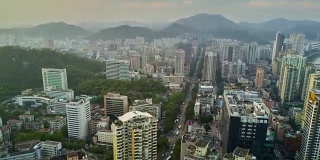 中国日落时间珠海城市航拍全景4k时间流逝