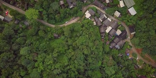 鸟瞰图:大森林上的小村庄Mae Kam Phong村，Mae on，清迈省。4K