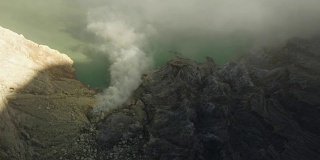 卡瓦伊真火山，硫磺被开采的地方