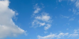 云在蓝天中移动。间隔拍摄