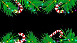 黑色背景上的圣诞相框。抽象的背景与早午餐树，糖果和灯光视频素材模板下载