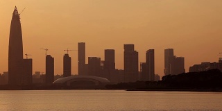 日落时分的城市天际线——中国深圳