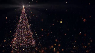 圣诞树闪烁着光芒视频素材模板下载