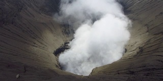 烟雾从布罗莫火山的火山口升起