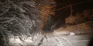 开着车穿过雪夜