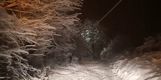 开着车穿过雪夜