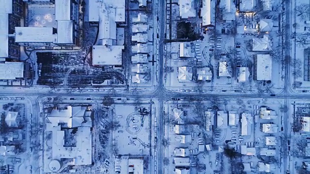 降雪后的城市-航拍镜头