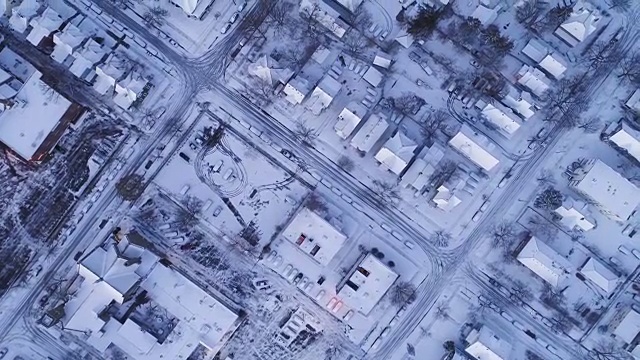 降雪后的城市-航拍镜头