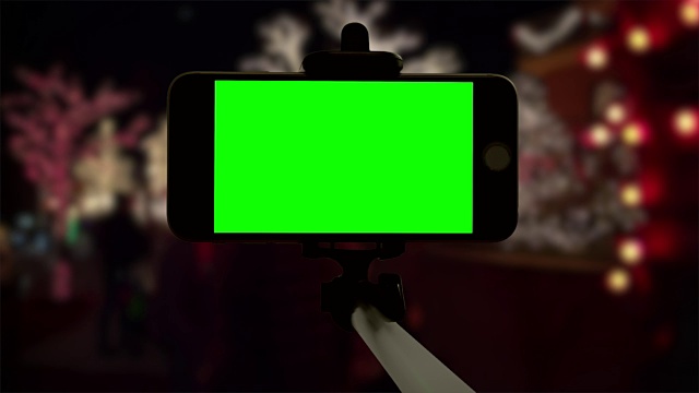 智能手机纽约自拍圣诞假期彩色绿屏