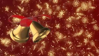 圣诞和新年无缝循环动画。圣诞金色的雪花和暗红色的钟声。冬季仙境魔幻雪花。视频素材模板下载