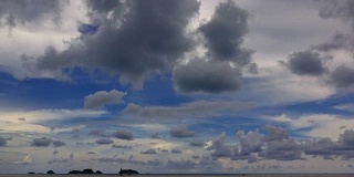 超高清时间:蓝天和浮云在海滩上