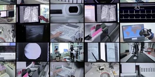多屏幕蒙太奇。实验室、医疗设备现代化。医学概念。