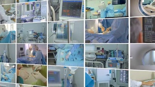 医疗场景。视频墙，多屏医学影像剪辑。视频素材模板下载