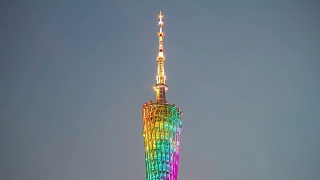 日落天空广州广州塔顶全景4k时间推移中国视频素材模板下载