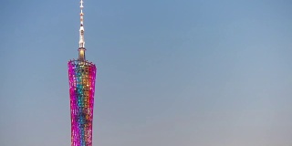 日落天空广州市广州塔顶全景4k时间推移中国