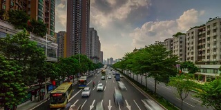 中国广州市交通街道公路桥全景4k时间