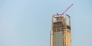 日落广州新万吨级建筑顶层建设4k延时中国