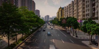 日落广州交通街道公路桥全景4k时间推移中国