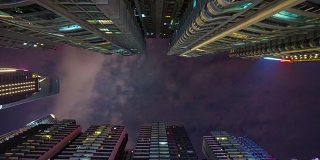 夜间广州市中心建筑俯视图全景4k时间推移中国