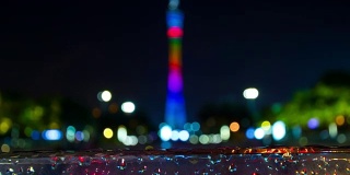 夜雨玻璃广州广州塔模糊了4k时光中国