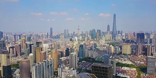 中国白天时间上海市中心城市景观航拍全景4k