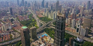 中国日上海市景著名交通路口航拍全景4k